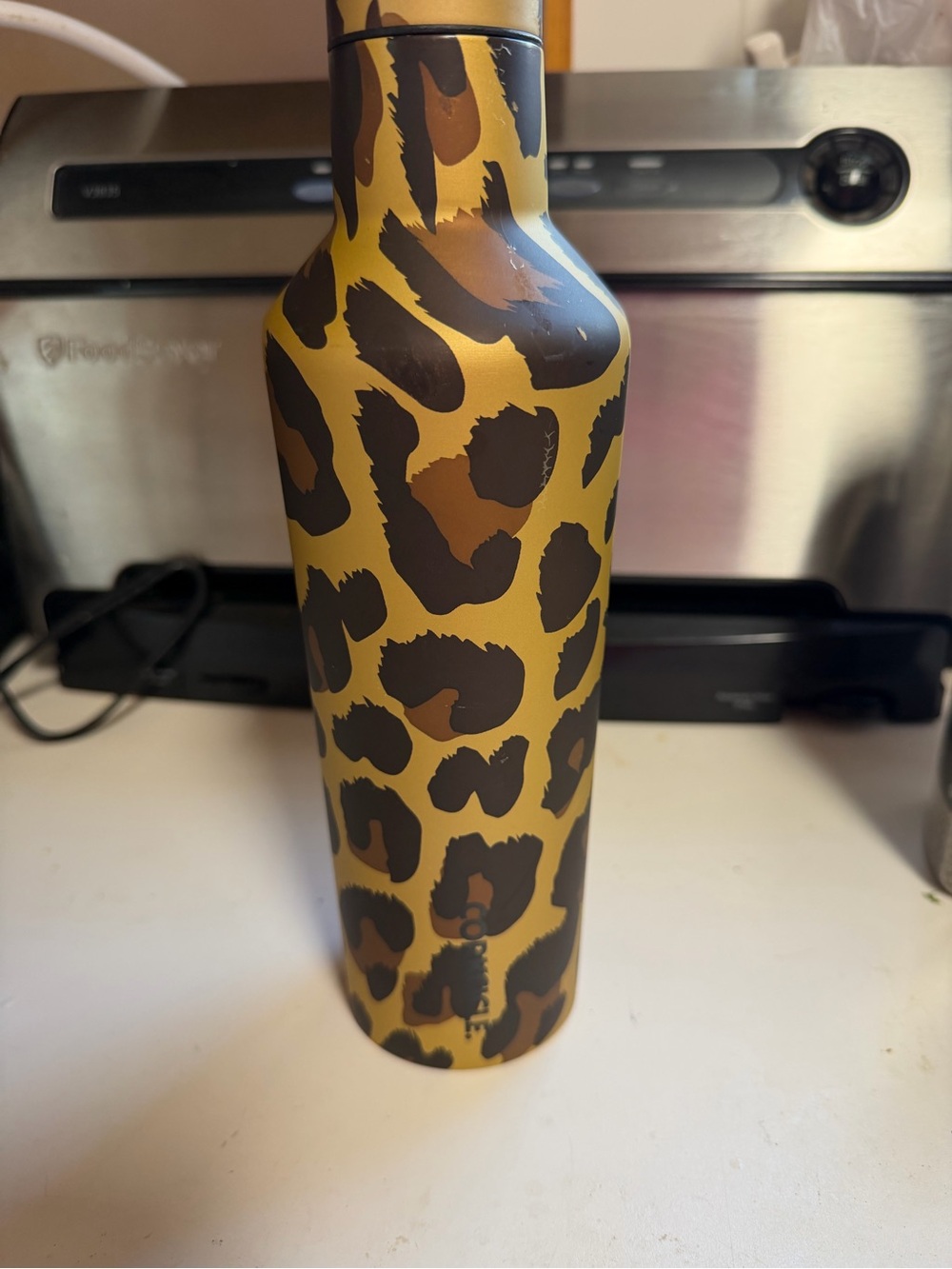 Corkcicle 16oz Leopard Print Stainless Bottle - Mustard & Brown